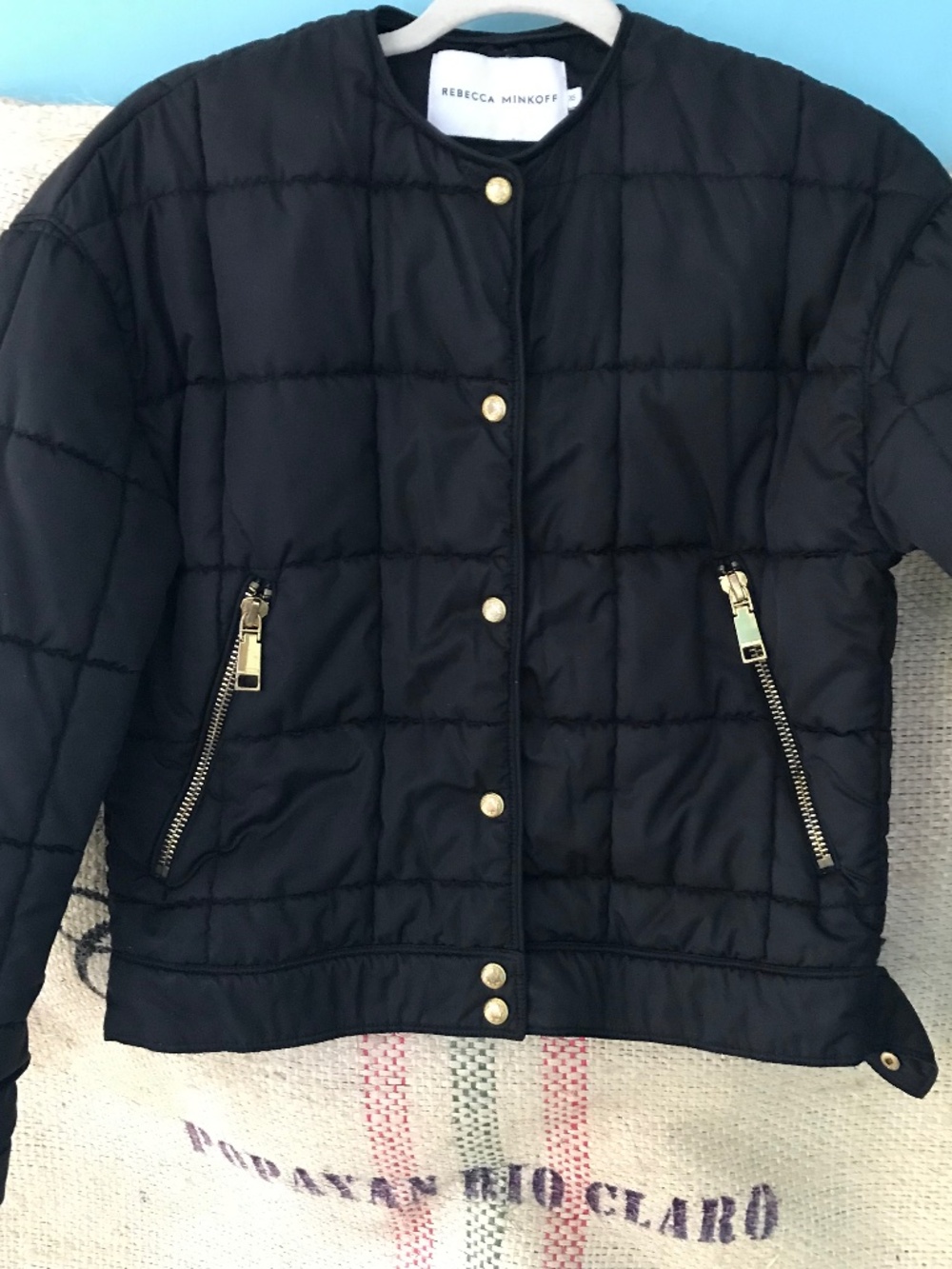 Rebecca Minkoff black quilted bomber jacket